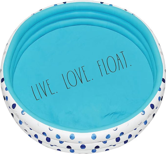Rae Dunn x CocoNut Float Indigo Polka Dot Mini Pool - Live Love Float Theme - Inflatable Swimming Pool for Kids - Great Splash Pool for Backyard, Summer Parties & Swim Events