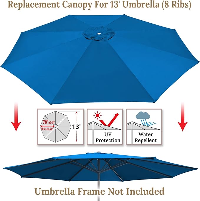 YardGrow 13ft 8 Ribs Umbrella Canopy Replacement for Patio Umbrella, Canopy ONLY, Frame NOT Included