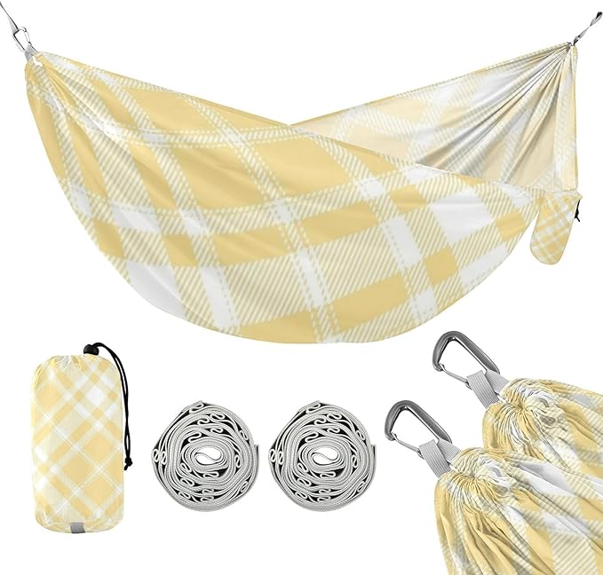 Yellow Checkerboard 330lb Capacity Hammocks with Tree Straps Fabric Hammock for Outside Patio Garden hamaca para acampar