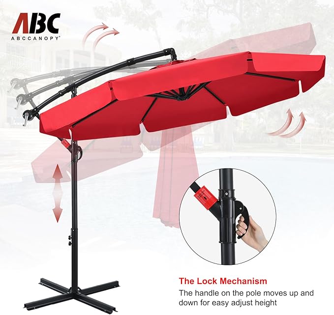 ABCCANOPY Premium Cantilever Patio Umbrellas 9FT (Red)
