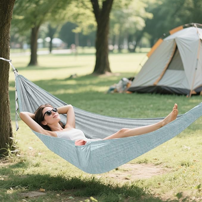 Bright Blue Solid Color 330lb Capacity Camping Hammock with Hanging Rope Swing Hammock for Camping Travel Accessories hamaca para adultos