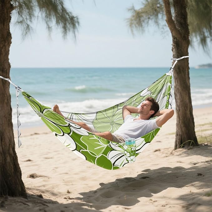 Green and Flowers 330lb Capacity Outdoor Hammocks with Portabl Carry Bag Backyard Hammock for Indoor Outdoor Patio accesorios para campamento