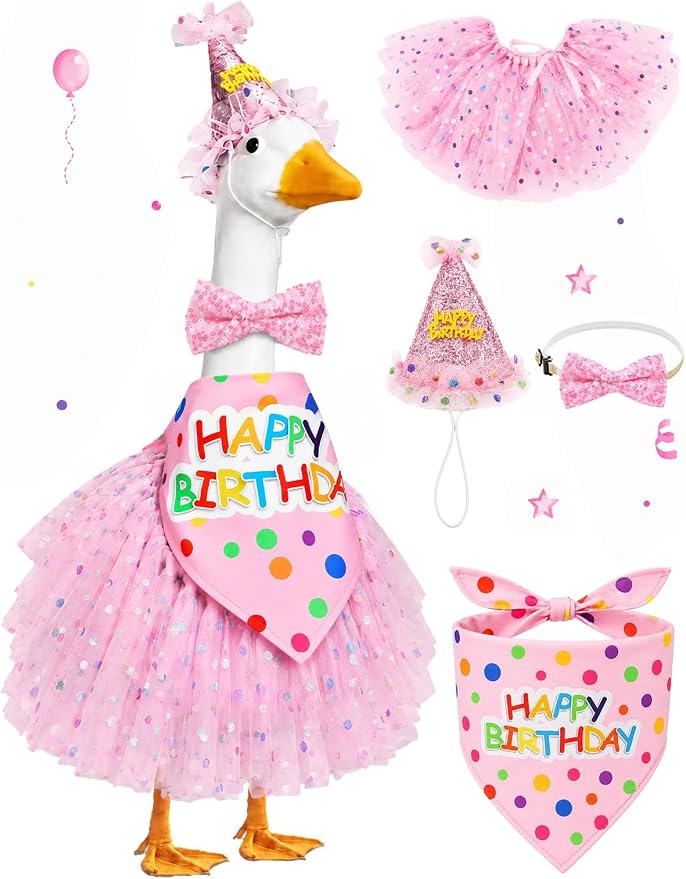 Porch Goose Outfits - 23" /17" Porch Goose Clothes for Lawn Yard (Pink)