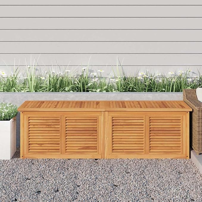 Outdoor Garden Storage Box, Solid Teak Wood Deck Storage Chest with Water-Resistant PE Liner for Patio, Balcony, Backyard, 68.9 x 19.7 x 21.7 Inch