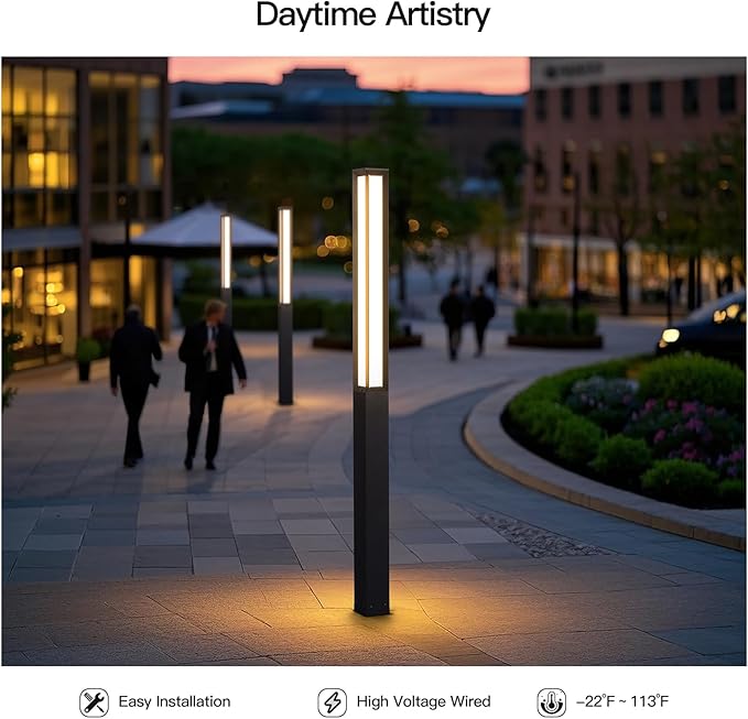 MVBT Path Light, 92" Pathway Lights, Wired Outdoor Modern Landscape LED Bollard Driveway Lighting, IP65 Waterproof Aluminum High Voltage Floor Lamp for Walkway Lawn Patio Yard Garden Decoration