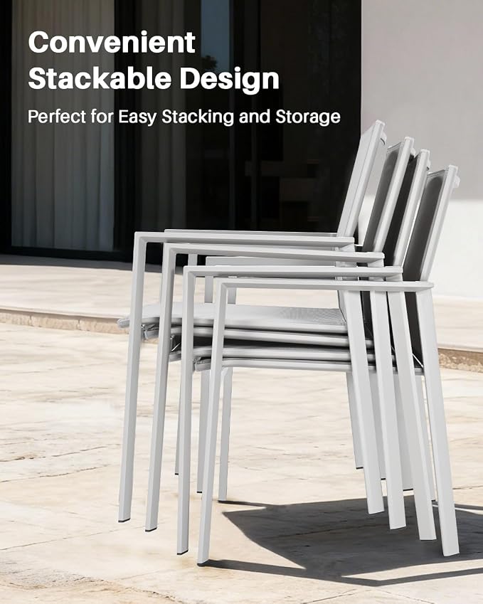 11 Pieces Expandable Outdoor Dining Set for 10, Never-Rust Aluminum Extendable Dining Table Set, Patio Dining Table with Wood Grain Top and 10 Stackable Dining Chairs for Outside, Indoor