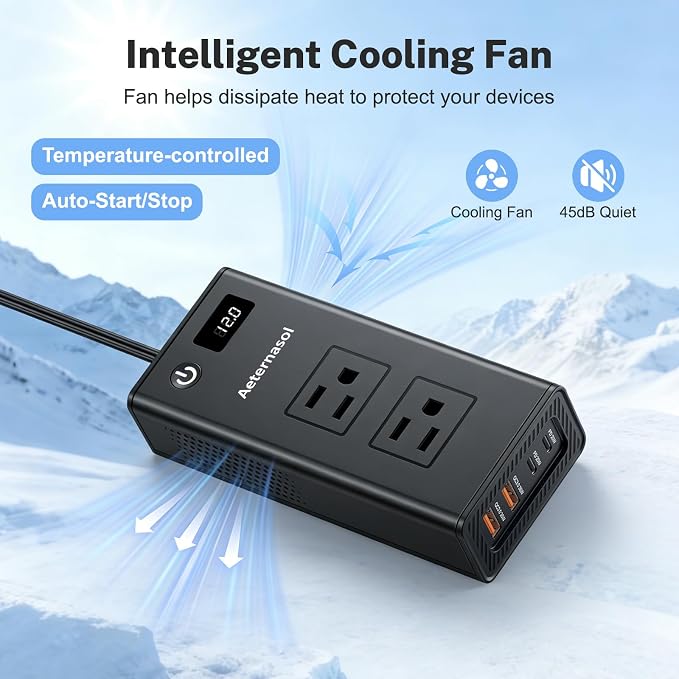 200W Portable 12V to 110v Car Charger Power Inverters for Vehicles | 36W USB-A, Fast Charging USB-C, Dual AC Outlets, Cigarette Lighter Adapter for Laptop/Camping/Road trip essentials