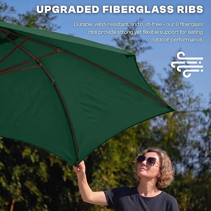 7.5ft Patio Umbrella, Outdoor Table Market Umbrella with Smooth Crank Lift, 6 Windproof Fiberglass Ribs, UPF50+ UV Protection for Deck, Pool, Garden and Backyard