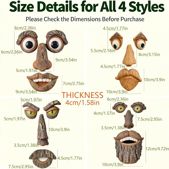 Tree Faces Decor Outdoor, Large Whimsical Old Man Tree Hugger Statues, Resin Tree Art for Garden Yard Patio, Funny Tree Peeker Sculptures for Halloween Easter (C)