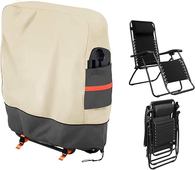 SOKINGCOVER Zero Gravity Chair Covers - Outdoor Folding Chair Cover, Waterproof Folding Recliner Chair Cover Folding Lawn Chair Cover Outdoor Folding Chair Covers Waterproof and UV Resistan (1PC)