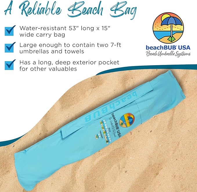 BEACHBUB Beach Umbrella Bag - Waterproof & Foldable Beach Bag for Umbrellas with Wide Padded Shoulder Strap & Molded Carry Handle