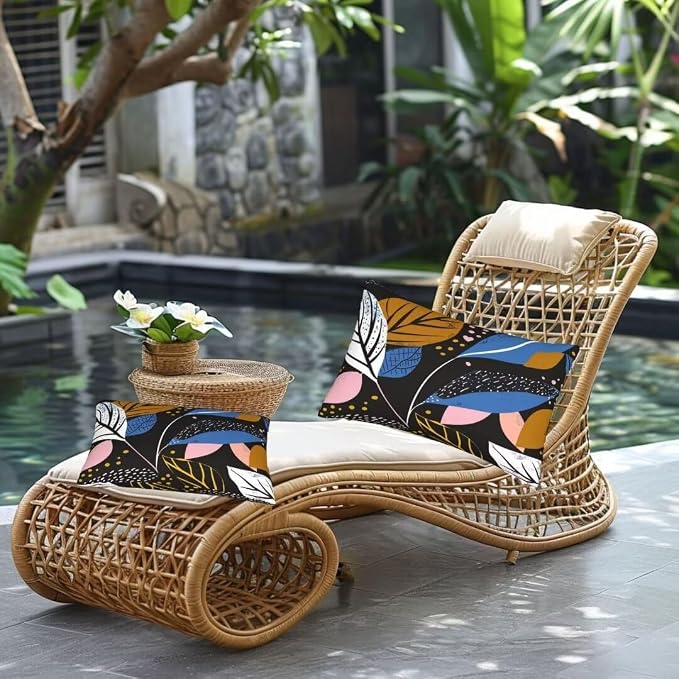 Outdoor Pillows Waterproof Set of 2 Outdoor Pillow Covers 16x24 Inch, Dark Throw Pillows Plant Pillow Covers, Summer Garden Decorative Pillows Outdoor Pillows for Patio Furniture Car Home Decor -hs239
