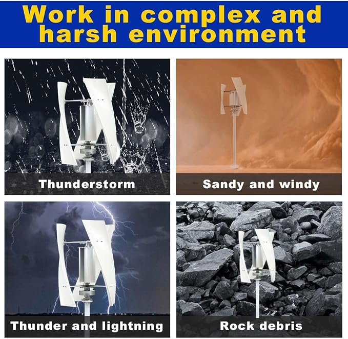 Vertical Wind Turbine Generator, 6000W 12V 24V 48V 3 Blades No Noise Magnetic Levitation Upright Wind Generator with Controller for Outdoor Garden