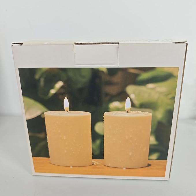 Blue Battery Operated Pillar Candles 3x4 Set of 2, LED Flameless Candles for Table Decor, Waterproof Decorative Candles for Patio Porch Outdoor Decor