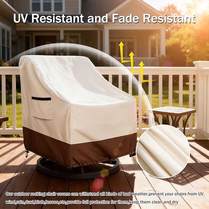 Waterproof 4 Pack Outdoor Swivel Chair Cover for Patio Chair Size Up to 30" W x 34" D x 36" H inch,Outdoor Lawn Patio Furniture Covers (Beige)