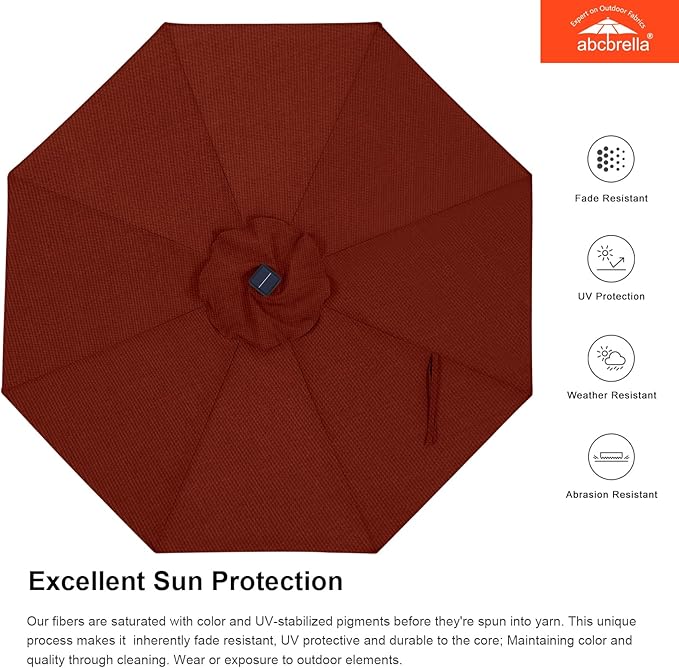 ABCCANOPY OLEFIN® 5-Year No Fading Patio Umbrella with Solar Lights (Burgundy)