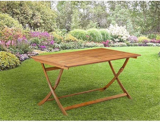 East West Furniture BAETFNA Patio Dining Table - a Rectangle Acacia Wood Table with Butterfly Leaf, 36x60 Inch, Natural Oil