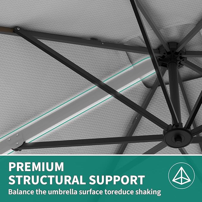 Garvee Cantilever Patio Umbrella 10x10 ft Large Rectangle Umbrella Outdoor Market Umbrellas 360 Rotation Offset Hanging Outdoor Shade for Patio