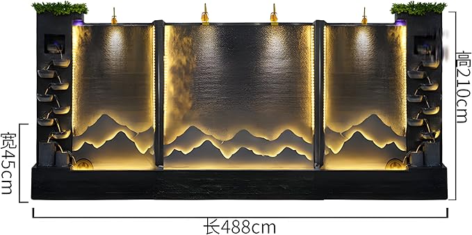 81.9 Inch Cement Concrete Fountain with LED Light for Indoor, Outdoor Decoration, Garden, Balcony, Housewarming Gift, Home Delivery(Left+Middle+Right)