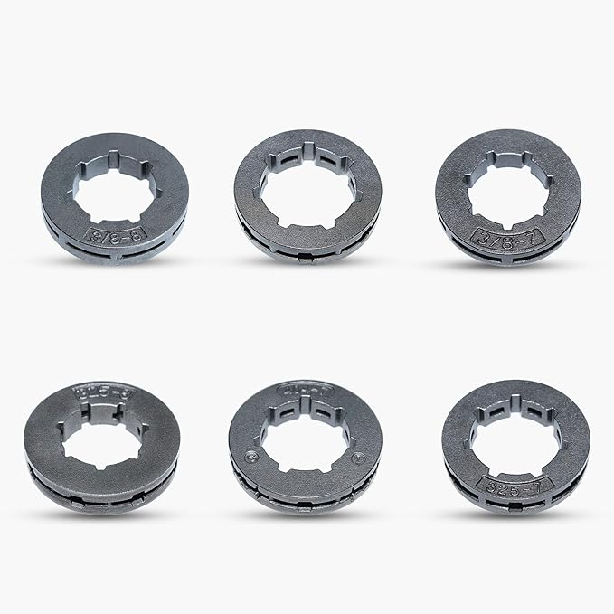 6Pc Sprocket Rim,All kinds 325"-7T/8T丨3/8"-7T (19mm/22mm) 丨 3/8"-8T 丨404"-7T Kit Sprocket Rim for Husqvarna/Stihl 2-Stroke Chainsaws Replace Oregon Parts
