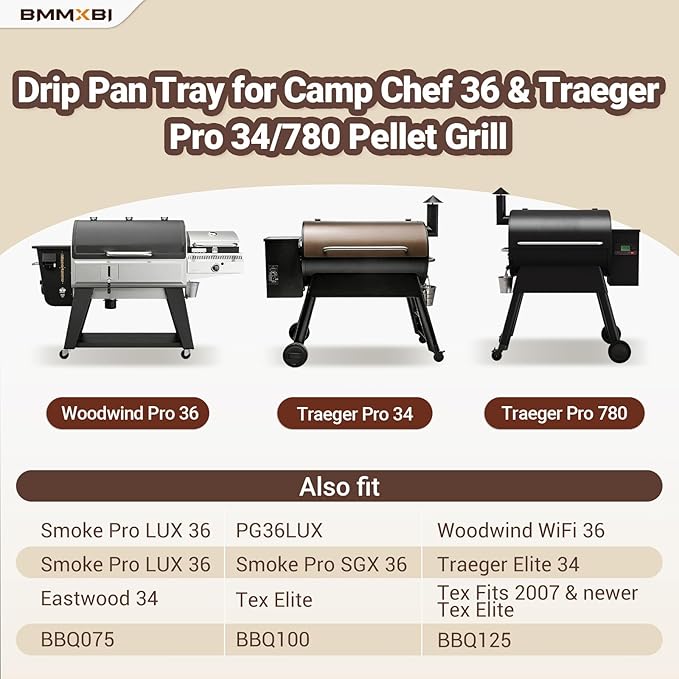 Drip Pan Tray Replacement Parts for Camp Chef 36 Series Pellet Grills Smoke Pro LUX 36, SGX 36, PG36SGX-1, Woodwind WiFi 36, Drip Pan Heat Baffle for Traeger pro 34 780 Series Grills