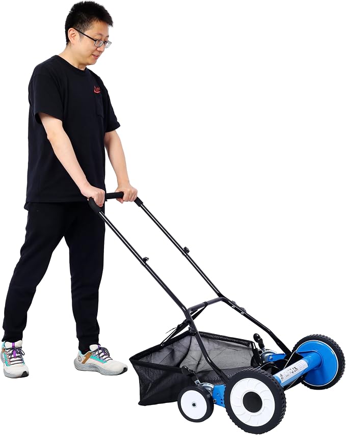 20" Push Reel Lawn Mower with 5 Blades & Collection Hopper