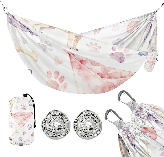 Watercolor Pets Outdoor Hammock with Tree Straps for Outside Beach Patio Garden