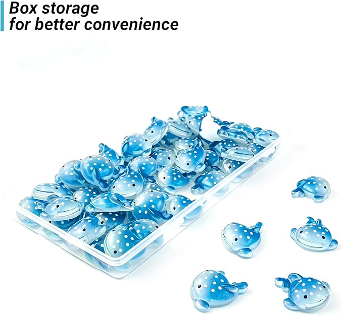 50Pcs Blue Whale Shark Resin Statue, Mini Sharks for Terrarium Decor, Garden Landscapes, Moss Scenes, Desk Miniatures, Whale Shark Decor Resin Art, Miniature Animal Figure Collectible