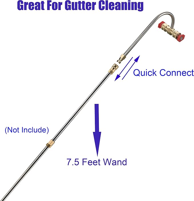 Tool Daily Gutter Cleaner Attachment for Pressure Washer, with 4 Nozzles Tips, 1/4 Inch Quick Connect, 4000 PSI