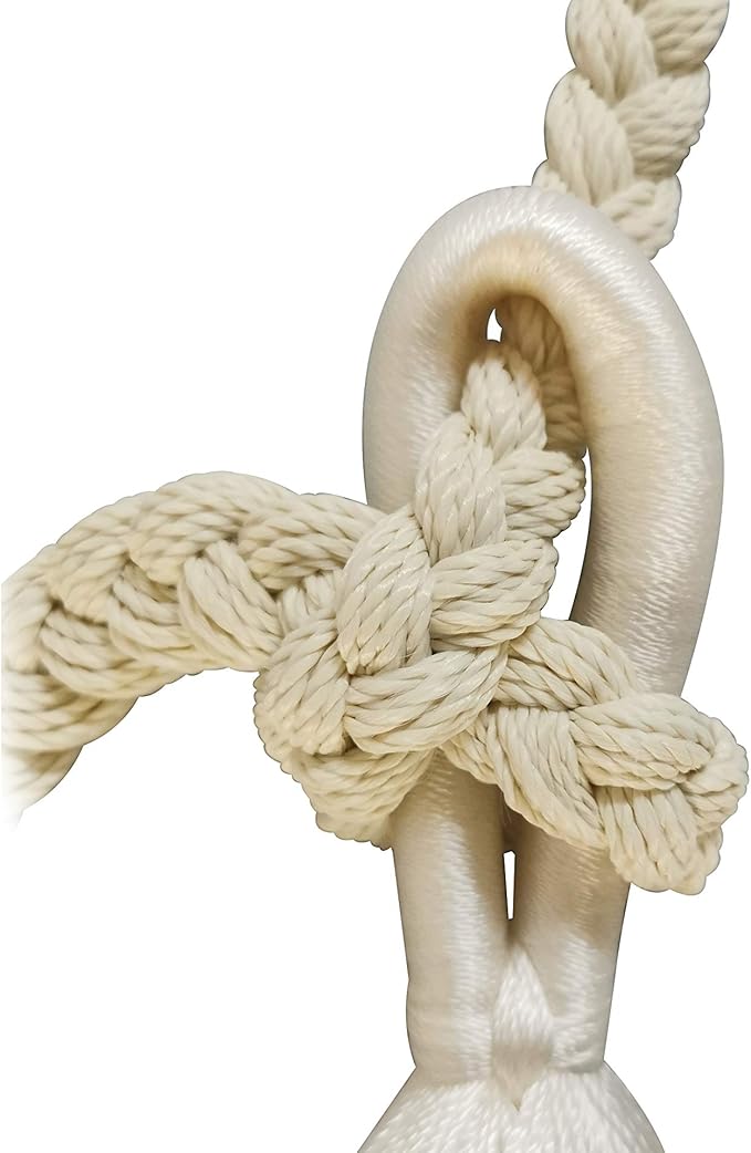 Hammock Ropes + S Hooks (Extra Long -, Natural Ropes with Loop/Ring in One End)