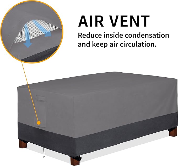 Easy-Going 600D Heavy Duty Rectangular Table Cover UV Resistant and Waterproof Outdoor Lawn Patio Furniture Cover (72" Lx44 Wx23 H, Gray/Dark Gray)