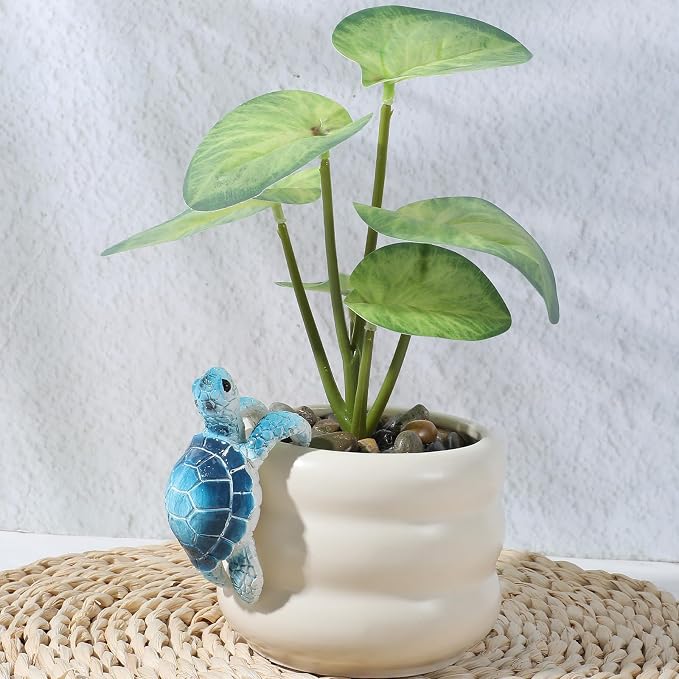 Turtle Plant Decorations For Pots Blue Tortoise Figure Plant Pot Hanger | Climbing Resin Cute Hanging Sea Turtle Statue Planter Pots Decorations For Yard Garden Ornaments Pot Decoration