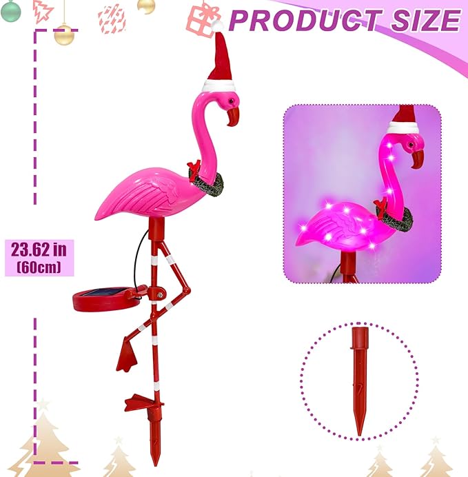 EDOF Solar Garden Lights Flamingo Decorations Outdoor Waterproof,2 Packs Solar Flamingo Light Garden Decor,Pink Flamingo Statue Decorative Figurine Lights for Yard Art Patio Porch Lawn
