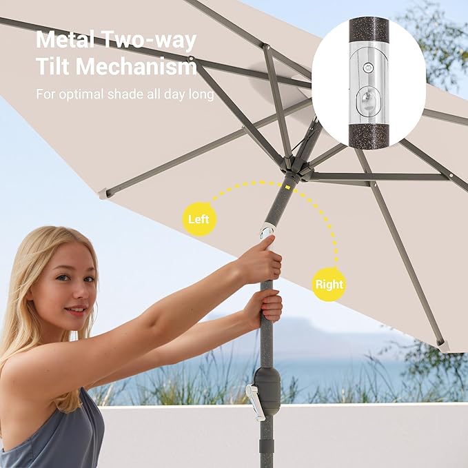 7.5ft Outdoor Umbrella Patio Umbrella,2-Year-Non-Fading,Table Market Patio Umbrella with Push Button Tilt and Crank,for Pool, Deck, Garden,Backyard
