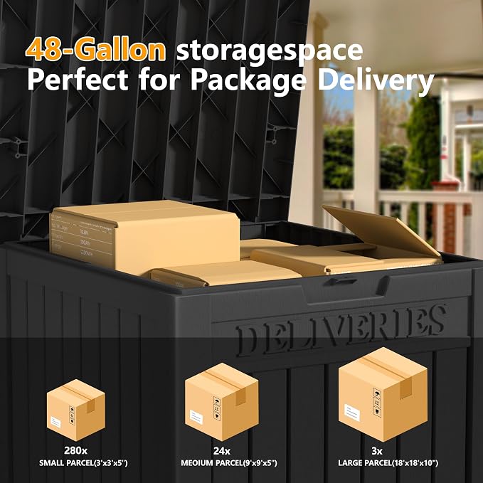 Large Package Delivery Boxes for Outside Waterproof Parcel Drop Storage Box UV Resistant Resin Lockable Secure for Outdoor Porch Patio (Beige)