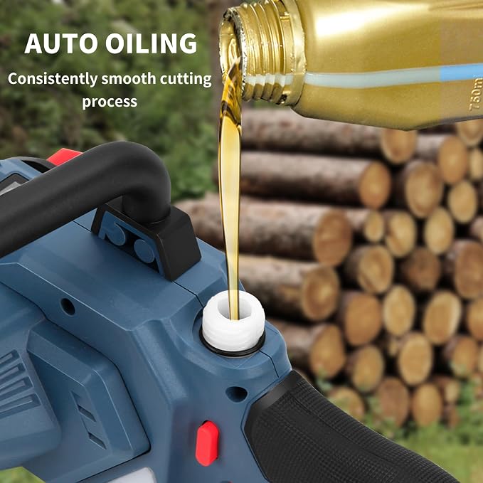 12" Electric Chainsaw Cordless, Brushless Battery Powered Chain Saw with Dual 4000mah Batteries and Charger, Handheld Mini Chainsaw for Wood Cutting Tree Trimming Branch Pruning