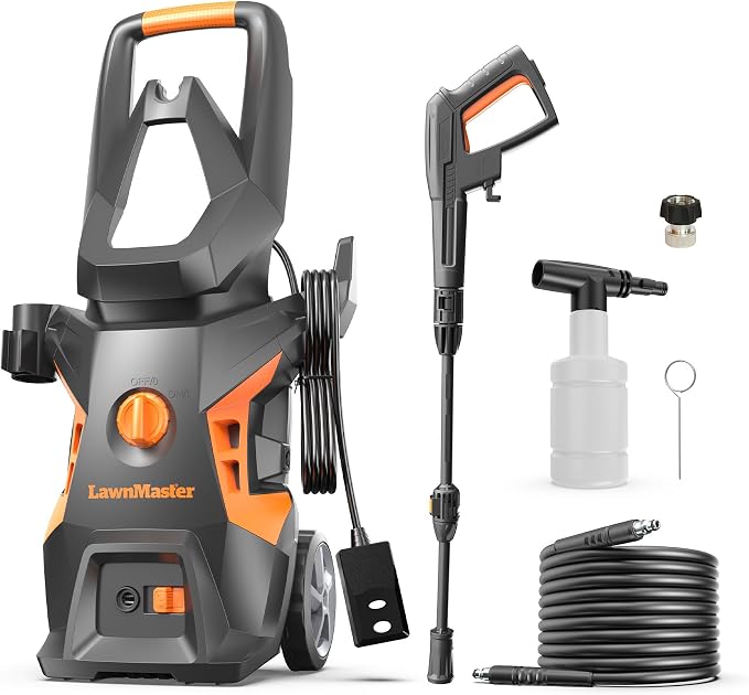 LawnMaster LT306-1800C Electric Pressure Washer 13 Amp 1.4 GPM 2100 Max PSI CSA Certified with Foam Bottle