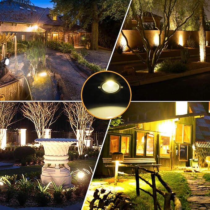 Romwish LED Landscape Spotlights 5W, 120V Plug in Outdoor Spot Lights, 1100LM 3000K Warm White Landscape Lighting, IP65 Waterproof Garden Lights for Yard Tree Pathway Flag (6 Pack)