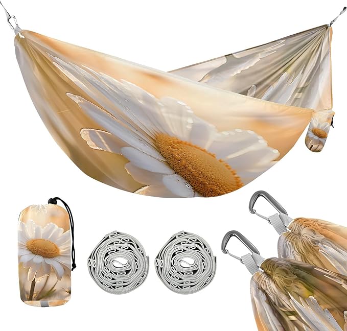 Hammocks for Outside White Daisy in The Sun Camping Hammock Portable Hammocks with Tree Straps and Carry Bag Camping Accessories for Hiking Beach Outdoor