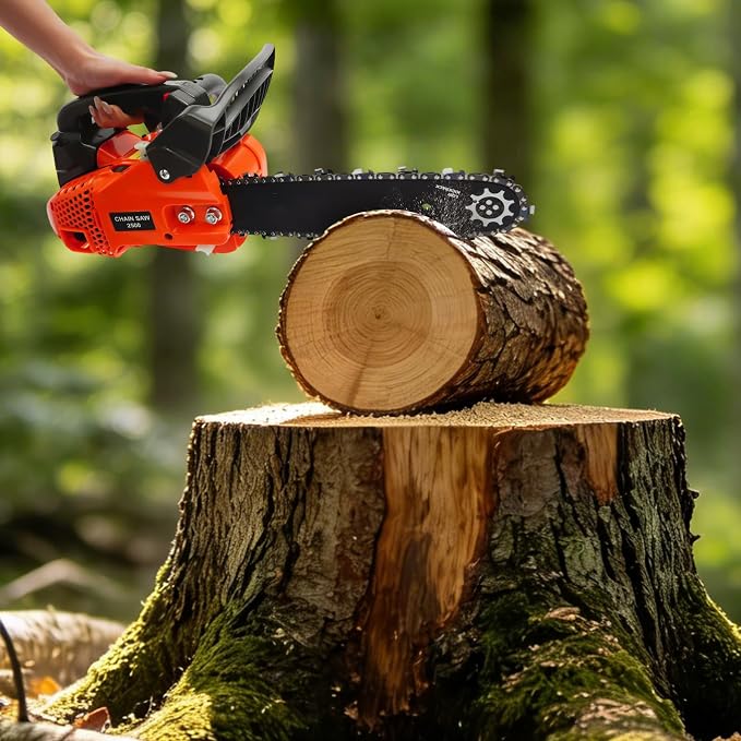 12 Inch Top Handle Chainsaw, 25.4cc 2-Stroke Gas Powered Motorized Saw, Lightweight Arborist Chainsaw with Easy Start System for Tree Pruning, Limbing and Farm Garden Clearing