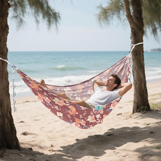 Camping Hammock Outdoor Hammocks for Outside Vinatage Flowers Beach Trees Portable Lightweight with Pockets Tree Straps Indoor