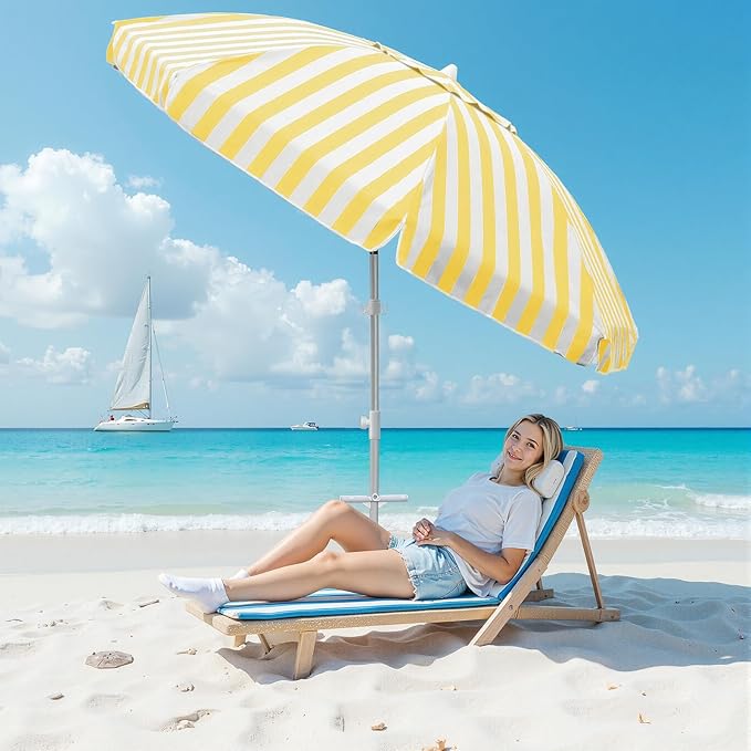 Northroad 8ft Large Beach Umbrella w/Sand Anchor Vent Tilt, Heavy Duty High Wind Patio Umbrellas w/Carry Bag,UV 50+ Sun Protection Portable Sunshade Umbrellas for Garden Pool Backyard