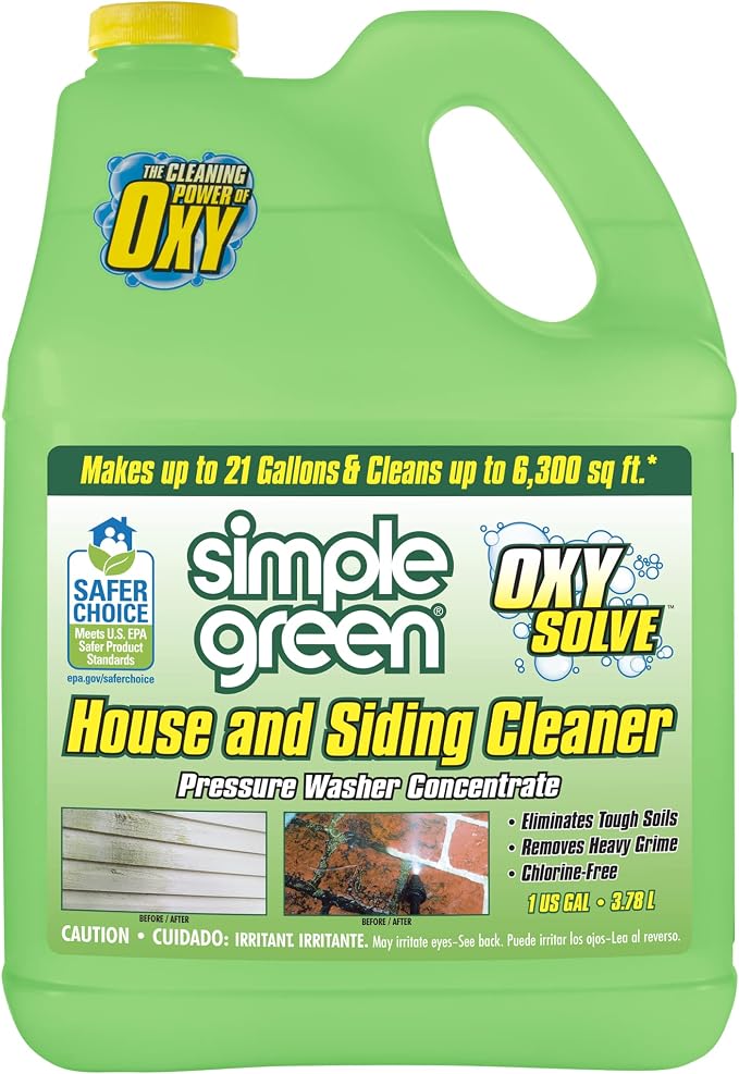 Greenworks 2000 PSI 1.2 GPM Pressure Washer GPW2003 & Oxy Solve House and Siding Pressure Washer Cleaner & Mildew on Vinyl, Aluminum, Wood, Brick, Stucco - Concentrate 1 Gal.