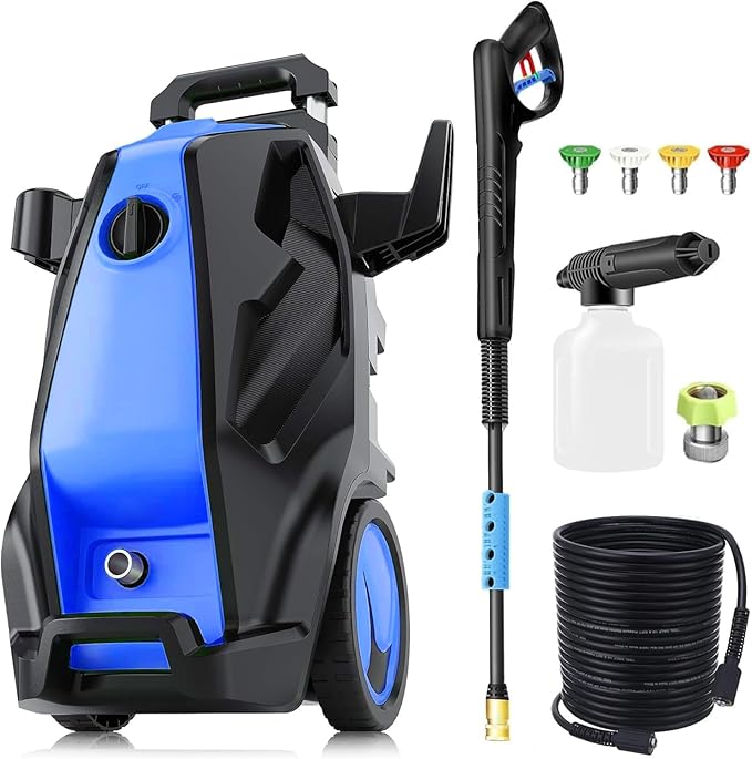 Heavy Duty 5000PSI 4.0GPM Electric Pressure Washer with 33FT Hose, 4 QC Nozzles for Cars/Fences/Patios/Home Cleaning, Deep Blue