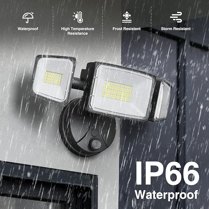 Onforu 100w Dusk to Dawn Outdoor Lighting,11000LM Led Outdoor Light from Dusk Till Dawn,Super Bright Flood Light,IP66 Waterproof Exterior Security Black Light Fixture,3 Heads Photocell for Garage,Yard