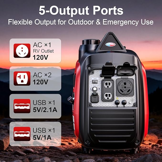 All-Power 3300W Portable Inverter Generator – Quiet Small Gas-Powered Generator with ECO Mode, CO Sensor, Ideal for Camping, Home Use Emergency Backup