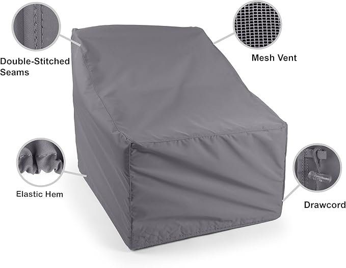 Covermates Elite Outdoor Sectional Armless Chair Cover – Water-Resistant 300D Polyester Patio & Garden Chair Protection with Drawcord Hem, Buckle Straps & Mesh Vents, 34W x 34D x 30H, Charcoal