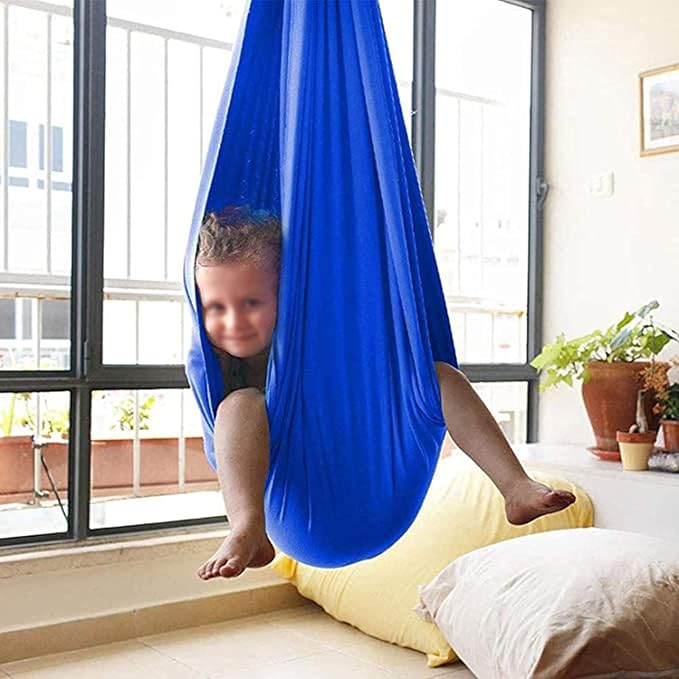 Nylon Elastic Cuddle Hammock Therapy Swing Indoor Hanging Seat for Kids Autism ADHD ADD with Sensory Needs Children Outdoor (Color : Grass Green, Size : 100 x 280 cm)