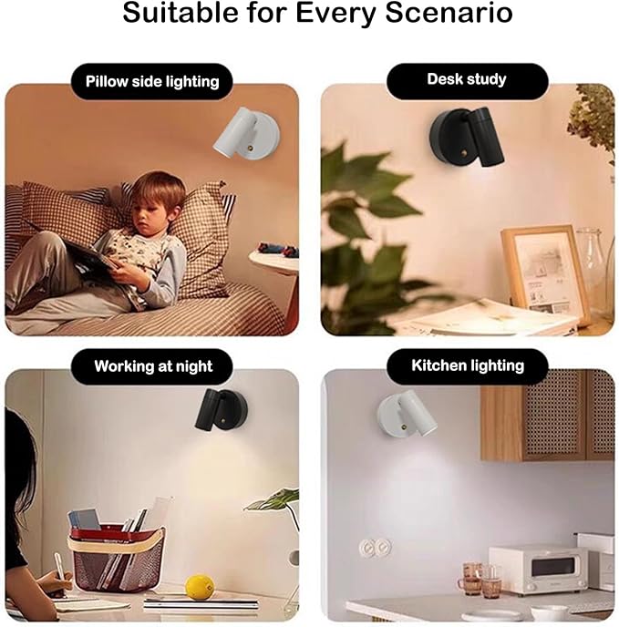 Spot Lights Indoor, Rechargeable Plant Spotlight Indoor, 360° Rotate Wireless LED Uplighting, Battery Powered Ceiling Spotlight for Artwork Painting Tree Plant Picture Lights Wall Light (White)
