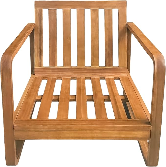 Christopher Knight Home Myra Acacia Wood 5 Piece Outdoor Patio Furniture Set, Wooden Patio Conversation Set with Sofa Loveseat Club Chairs & Coffee Table, 7-Seater Patio Sofas and Table Set,Teak+Beige